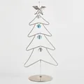 Stil C minimalistischer silberner Weihnachtsbaum aus Metall mit blauen Glocken - Stil C Silberner 4-Schicht-Baum