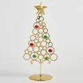 Mini Weihnachtsbaum aus Gold Eisen Modell D mit bunten Glocken und einem Stern oben - Stil D Goldener Ringbaum