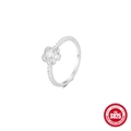 Elegante anillo de plata de ley S925 con diseño de corazón de flor y piedra brillante - US 7 / Estilo de Flor de Ciruelo (60108101544S)
