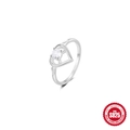 Anillo de corazón en plata de ley S925 con una circonita cúbica de corte redondo - US 7 / Estilo de Corazón Hueco (60108111672S)