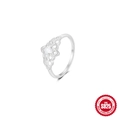 Anillo de plata esterlina S925 con diseño de pétalos huecos y piedra central de circón - US 7 / Estilo de Pétalo de Onda Hueca (60108131515)
