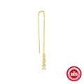 Orecchini pendenti in argento S925 dorato con pietre di zircone geometriche - Stile Frangia con Tre Zirconi Verticali / Stile Oro