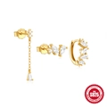 Three-piece gold S925 sterling silver earring set with pear-cut white zircon accents - Waterdrop Earring Set