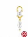 Pendentif de boucle d'oreille en argent S925 avec cristaux carrés et de forme marquise - Style de Combinaison Carrée Et Marquise / Or