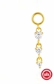 Pendentif de boucle d'oreille en argent S925 doré avec trois pierres de zircone claires - Style Triple Zircone Rond / Or