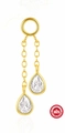 Élégantes boucles d'oreilles pendantes en argent S925 doré avec cristaux transparents taillés - Style de Chaîne Fine à Double Larme / Or