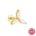 S925 ασημένιο επίχρυσο σκουλαρίκι labret με τρία marquise opal σε κομψό σχήμα λουλουδιού - Στυλ Τριφύλλι / Χρυσό