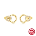 Pendientes de plata de ley 925 con anillos entrelazados y circonitas blancas brillantes - Anillos Entrelazados Dorados