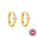Orecchini a cerchio in argento sterling S925 dorato con zirconi a stella - Fiore a Quattro Petali Dorato