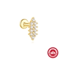 Gouden S925 sterling zilveren platte piercing oorknop met verticale zirkonia - Half Eternity Stijl / Goud