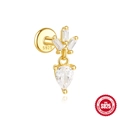 Elegante S925 sterling zilveren gouden oorsteker met peer- en baguette-geslepen zirkoon - Waaier Peer Druppel Stijl / Goud