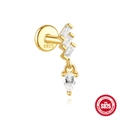 Gouden S925 sterling zilveren labret-oorknopje met geometrische zirkoonkwastjes - Gelaagde Druppel Stijl / Goud
