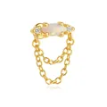 18K vergulde S925 zilveren oorknopje met marquise opaal en dubbele ketting kwastje - Opaal Dubbele Ketting Stijl / Goud