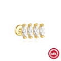 Gouden S925 sterling zilveren oorknopje met vier marquise geslepen kristallen - Vier Marquise Rij Stijl / Goud