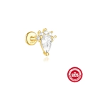 S925 sterling zilveren vergulde piercingknop met druppelvormige zirkoon en waaierstenen - Waaier Vijf Stenen Stijl / Goud
