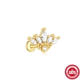 Gouden S925 sterling zilveren oorknopje met marquise zirkonia in evil eye vorm - Marquise Waaier Kroon Stijl / Goud