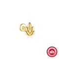 Minimalist S925 sterling silver golden leaf stud earring for helix and lobe piercing - Triple Overlapping Wheat Leaf Style (#6 Gold) / Leaf Style - Gold