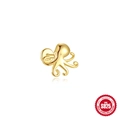 Cute golden S925 sterling silver octopus stud earring with screw back on white background - Octopus Shape