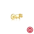 Cute S925 sterling silver golden triceratops dinosaur stud earring with S925 hallmark - Triceratops Style