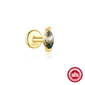 S925 Sterlingsilber vergoldet Marquise Moosachat Ohrstecker mit Feingehaltstempel - Marquise Style / Gold