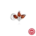 S925 sterling silver stud earring with cluster of red and white zircon stones - White Gold Three-Petal Flower / White Gold