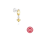 Minimalist S925 sterling silver stud earrings with marquise and square yellow zircons - White Gold Yellow Gemstone Dangle / White Gold