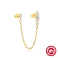 Elegant S925 sterling silver gold-plated double-piercing stud earrings with zircon fringe - Marquise Vintage Crown Linked Style (Single-Gold#5) / 925 Silver