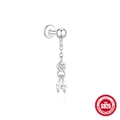 Minimalist S925 sterling silver drop earring with marquise cut zircon stones - White Gold