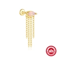 18K gold S925 sterling silver fringe earrings with marquise pink opal stone - Pink Opal Long Chain Tassel Style (#2 Gold) / Pink Opal Tassel - Gold