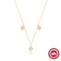 Elegant S925 sterling silver gold necklace with sparkling zircon clover pendants - 925 Silver / Gold