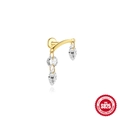 S925 sterling silver gold plated piercing stud with dangling marquise cubic zirconia stones - Marquise Pendant - Gold