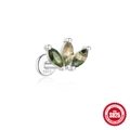 S925 ασημένιο σκουλαρίκι labret με αχάτη βρύων σε σχήμα μαρκίζ και σχέδιο φύλλου με επίπεδη πλάτη - Στυλ Marquise Στέμμα με Τρία Φύλλα (#6) / Ασημί