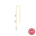 Orecchini a catena in argento S925 con tre zirconi cubici tondi e scintillanti - Stile Catena con Tre Zirconi Tondi / Stile Oro