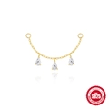 Golden S925 sterling silver chain earrings featuring three sparkling pear-cut zircons - Gold Pear Zirconia Pendant Chain