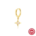 S925 sterling silver gold hoop earrings featuring a four-pointed star opal pendant - Gold