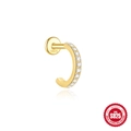 S925 Sterling Silber vergoldeter Piercing-Stecker mit weißen Zirkonia-Mikropavee - 8mm Zirkonia-Stil / Gold