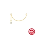 S925 sterling silver 18K gold chain earring with four-prong set sparkling zircon stone - Round Zircon Style / Gold