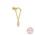 Ohrring aus 925 Sterling Silber Gold mit V-Kette und Zirkon im Marquise-Schliff - Marquise V-Kette Tropfen (Gold)