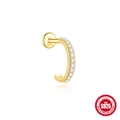 S925 Silber C-Form Knorpel-Ohrstecker mit Zirkonia-Besatz und Gold-Finish-Optik - 9mm Strass Stil / Gold