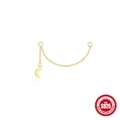 Gold plated S925 sterling silver ear connector chain with crescent moon pendant charm - Crescent Style / Gold