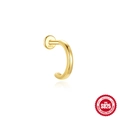 Minimalistischer 18K vergoldeter S925 Silber Ohrenstecker mit flachem Verschluss - 9mm Glatter Stil / Gold