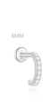 Minimalistischer S925 Sterlingsilber 6mm C-Knorpelstecker mit weißem Zirkon-Besatz - 6mm Zirkonia-Stil / Weißgold