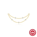 S925 sterling silver gold double-layer chain with five sparkling zircon stones - Gold Double Layer Zirconia Pendant Chain