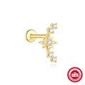 Clou d'oreille étoile dorée en argent S925 avec zircons brillants et dos plat - Style Étoile Strass (Or #3)