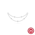 S925 sterling silver double layer chain with five sparkling square white zircons - Platinum White Double Layer Zirconia Pendant Chain