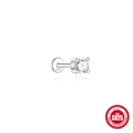 Ohrstecker aus S925 Sterlingsilber mit flacher Rückseite und Moissanit-Stein - Runder Einzelstein-Stil (4mm) / 1.2mm x 6mm (16G) / Weißgold