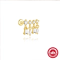 S925 Sterling Silber Gold Knorpel Ohrstecker mit Zirkonia Steinen und flacher Rückseite - Vier Gruppen Vertikal Geometrisch Stil (Gold #9)