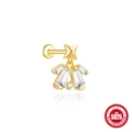 S925 Silber Stern Ohrring mit rechteckigem Zirkonia Anhänger auf weißem Grund - Fünfzackiger Stern Baguette Stil (Gold #10)
