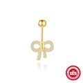 S925 sterling zilveren navelpiercing met strikje en schitterende zirkonia stenen - Strik Pavé Stijl (#7 Goud-Enkel)