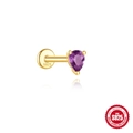 S925 sterling silver gold plated labret stud with purple teardrop amethyst gemstone - Water Drop Style / Purple/Gold